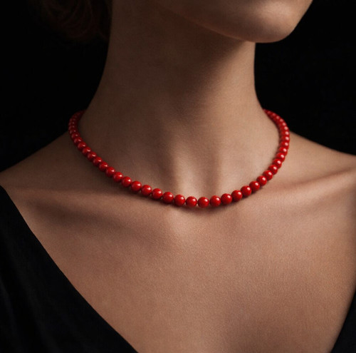Collier corail rouge naturel - , 6