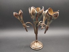 Antique Art Nouveau Silverplate Epergne 4 Trumpet Bud Vase Crocus 7+"