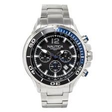 Montre Homme NAUTICA NAPNSTF14 Chrono Acier Inoxydable Noir Bleu Sub 100mt