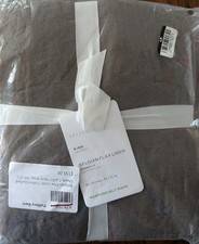 POTTERY BARN Set/2 Belgian Flax Linen Tufted Quilted King Shams-Cafe Noir-NWT