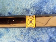 Antique Cigarette Smoke Sublime Quality Amber + 18K Gold + Small Blue Ruby
