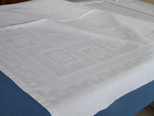 Nappe damas lin - de, lin-coton