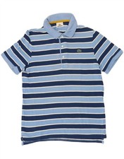 LACOSTE Mens Polo Shirt Size 4 Medium Blue Striped Cotton AB08