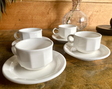 Villeroy & Boch GEO LUXEMBOURG Cups & Saucers Stackable SET/4 White Classic