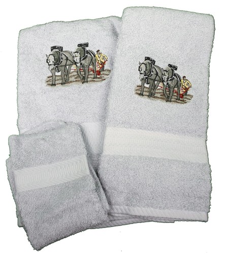 Embroidered draft team plow - team,
