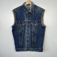 Vintage Levi’s Denim Jacket, Big E, Cut Off Vest, Rare 60s 525, Fits Mens Medium