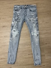 AMIRI Plaid Trasher Skinny Fit Jeans Blue Sz 34