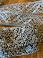 RARE ANTIQUE LACE SPINDLES - SILVER CANETILLE - 6.50 meters handmade