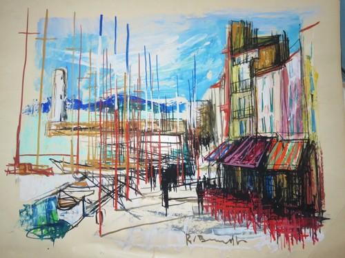 Peinture gouache port - peinture,