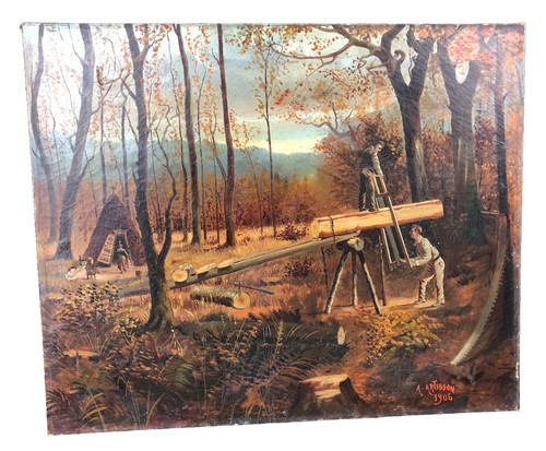 Huile sur toile scène - ,