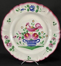 Large Eastern Earthenware Plate Stylized Bird Decor and Basket 18th Century »