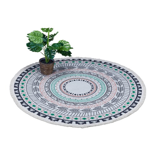 Tapis rond motif mandala - ,