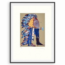 Fritz Scholder Signed - Patriotic Indian - Rare Print - Certificate. 
