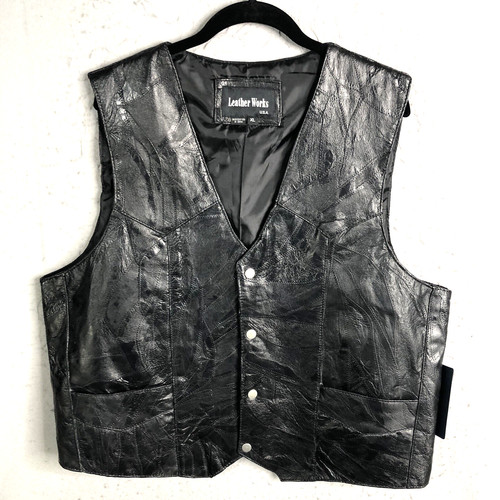 Leather works vest - vest, mens