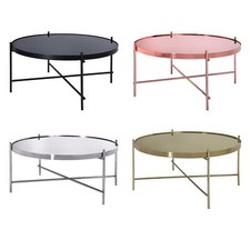 Table basse en verre avec plateau rond noir Ø 75 cm différentes couleurs á choix