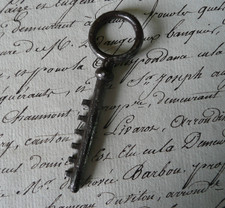 Old small wrought iron key for box, safe 19th century Napoleon III