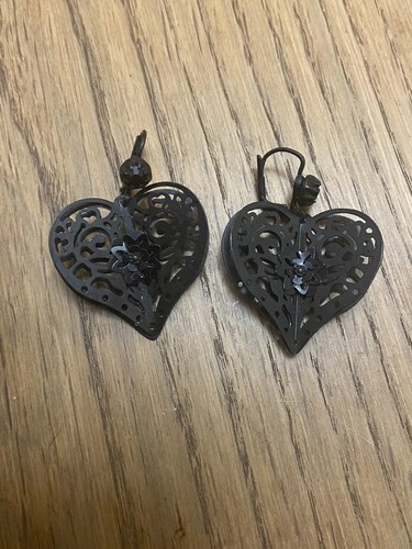 Boucles oreilles coeur - coeur, noir