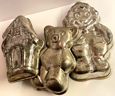 LOT OF 3 LARGE METAL CAKE MOLDS - DWARF TEDDY COTTAGE 41cm - Christmas decoration