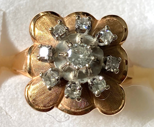 Ancienne bague carrée rose - or,