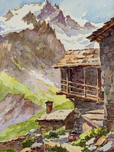 Rare aquarelle paysage - aquarelle,