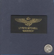 LT Pete MAVERICK Mitchell TOP GUN Movie Costume Leather Name Tag Squadron Patch