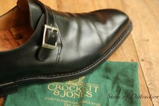 Crockett & Jones Monkton Black Leather Monk Shoes Men's UK 9 E US 10 EU 43