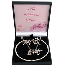 Cheval & Lettre Set Bijoux,Collier,Bracelet,Cadeau pour Une Fille,Lettre,Poney