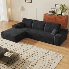 L Shaped 107" Sectional Cloud Couch with Left Facing Chaise Plush Boneless Sofa_