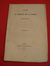François GRILLE Epitre MARQUIS DE LA PORTE 1853 ANGERS