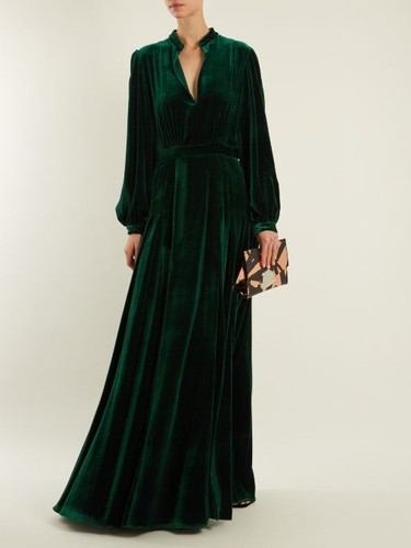 Vert émeraude robe velours - Émeraude,