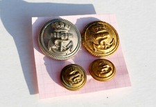 4 RARE UNIFORM BUTTON - MILITARY NAVAL ARMY NAVAL ANCHOR CROWN 13,20,23mm