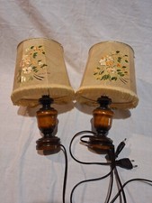 2 Antique Wooden Bedside Lamps