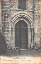 Old postcard 28 SAINT PREST / CHURCH PORTAL