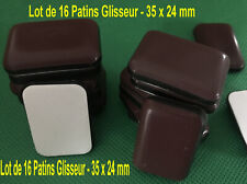 Lot de 16 Patins Glisseurs Rectangle  Adhésif Téflon 35 x 24 mm  glisseur  PTFE
