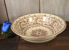 Antique Ironstone Serving Bowl BFK Boch Freres Keramis Brown Transferware c1860