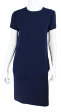 RALPH LAUREN COLLECTION Navy Blue Wool Woven Top & Skirt Outfit Set 8