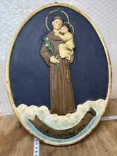 Pediment STATUE SAINT ANTHONY OF PADUA AND CHILD JESUS PLASTER 19 Eme Ref N5