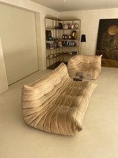 Authentic Vintage LIGNE ROSET Togo 3-Pc Sectional Sofa in Sand/Taupe