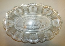 ANTIQUE PORTIEUX CRYSTAL CHURCH BURETTE TRAY / LAMB CROSS