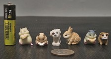 6x Small Minature .5" Tall Hamsters, Dog, Bunny And Guinea Pig