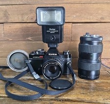Konica AutoReflex TC 35mm SLR Film Camera with Extra Lens, Bag, Untested 