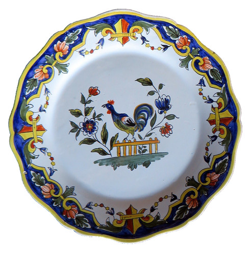 Assiette coq faïence de - au,
