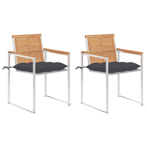 Teck solide chaises de - 2x,