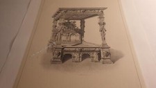 1860. Hans Vredeman column bed from Vriese (lithograph. cabinetmaking. furniture).