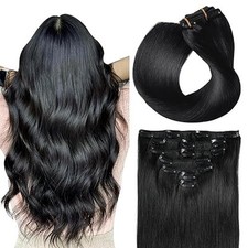 Extension Cheveux Naturel Clip Remy Vrais Cheveux Humain Lisse Extension a Cl...