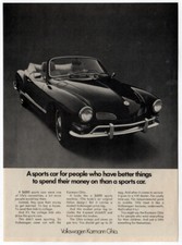 1970 VOLKSWAGEN Karmann Ghia Vintage Original Print AD Black convertible Canada