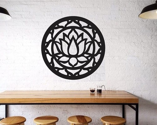 Lotus fleur rond bois mural - rond,