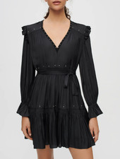 Maje Robe Femme Noire Satinée