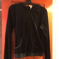 Black velvet-like hoodie
