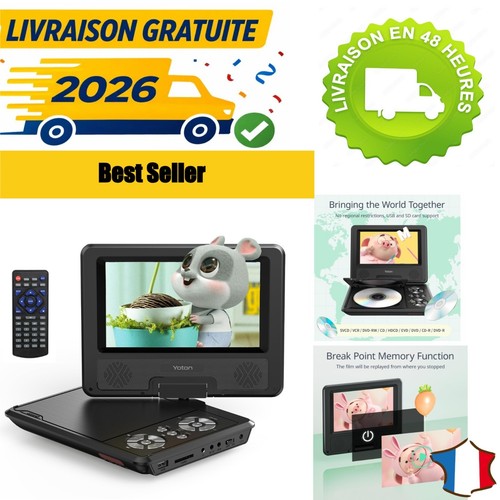 Lecteur dvd portable - lecteur, 7,5"
